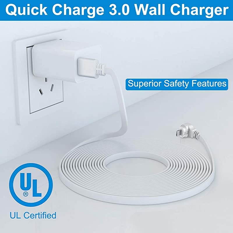 10 FT Blink XT XT2 Charger Cable with Wall Adapter 2 PackCharger Brick and 90 Degree Right Angled Micro USB End Charging CordOutdoor Waterproof Power Supply for Blink XT XT2