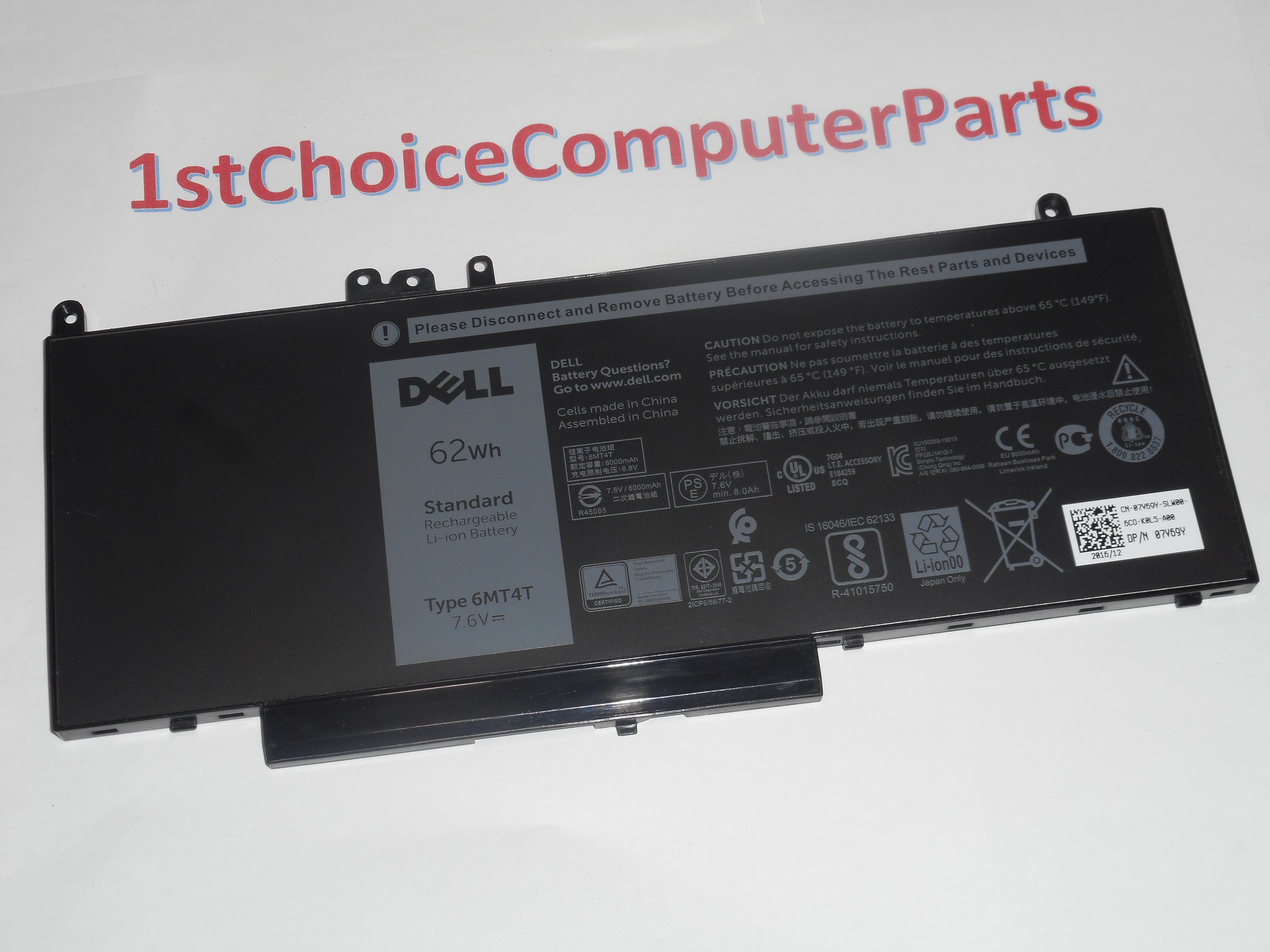Arclyte N05002M Genuine Dell 6Mt4T Battery; Dell 7V69V; Dell Latitude E5450; Dell Latitude E5470
