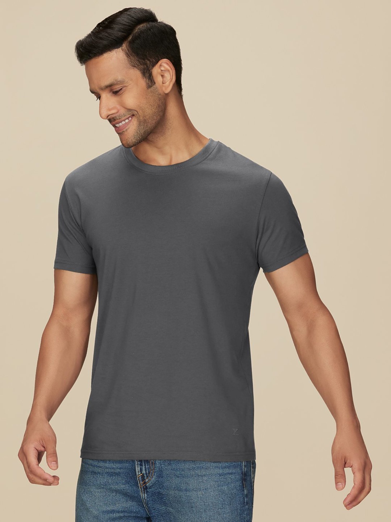 XYXX Anchor Grey Cotton Regular Fit T-Shirts