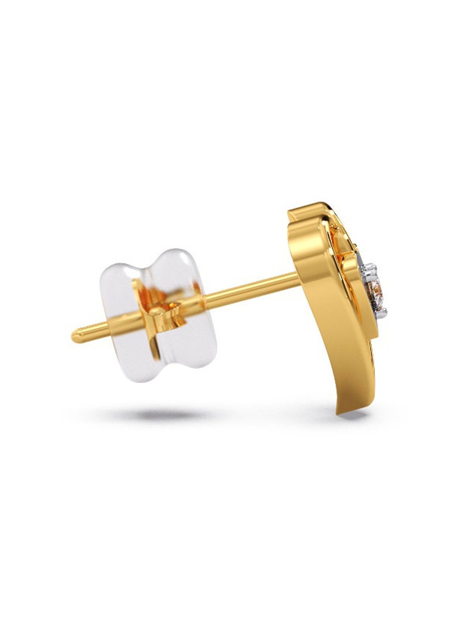 Candere by Kalyan Jewellers Stylish 18K Yellow Gold and Diamond Stud Earrings