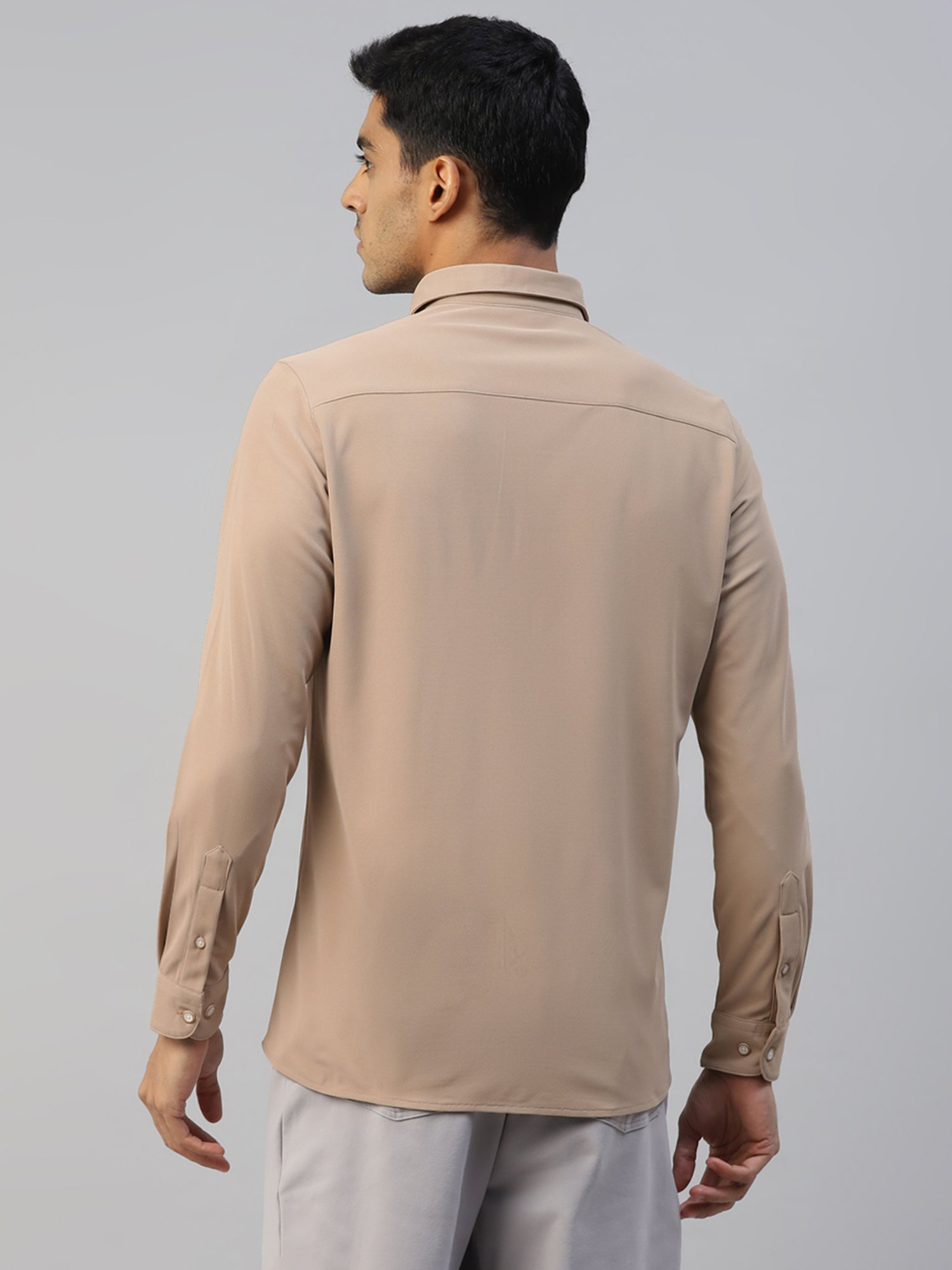 Slowave Beige Slim Fit Shirt