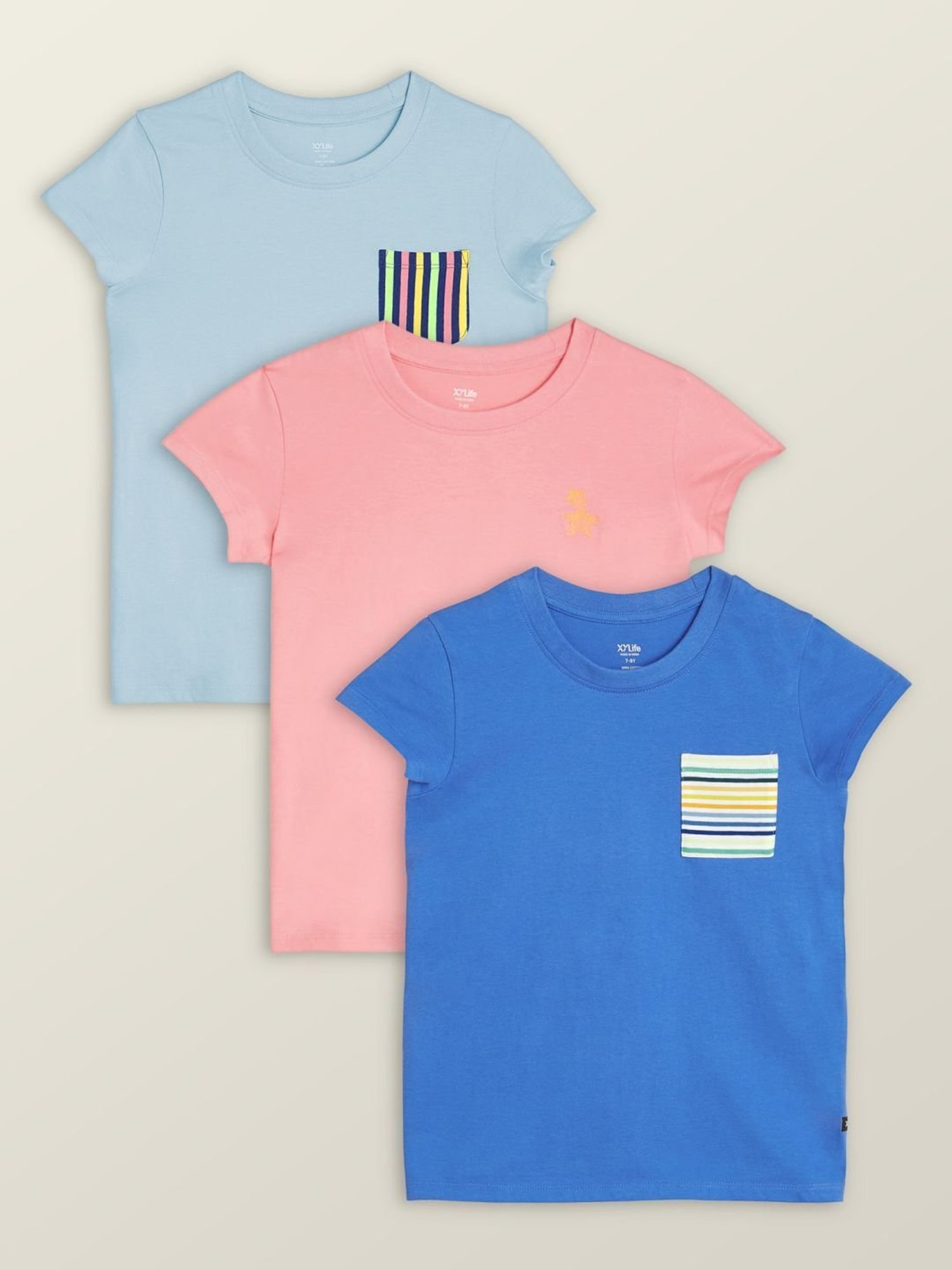 XY Life Kids Multicolor Cotton Printed T-Shirt (Pack of 3)