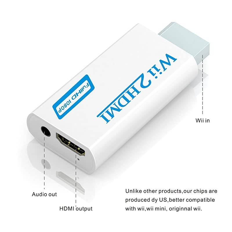 Wii to hdmi Converter,  wii to hdmi Adapter, wii to hdmi1080p 720p Connector Output Video & 3.5mm Audio - Supports All Wii Display Modes