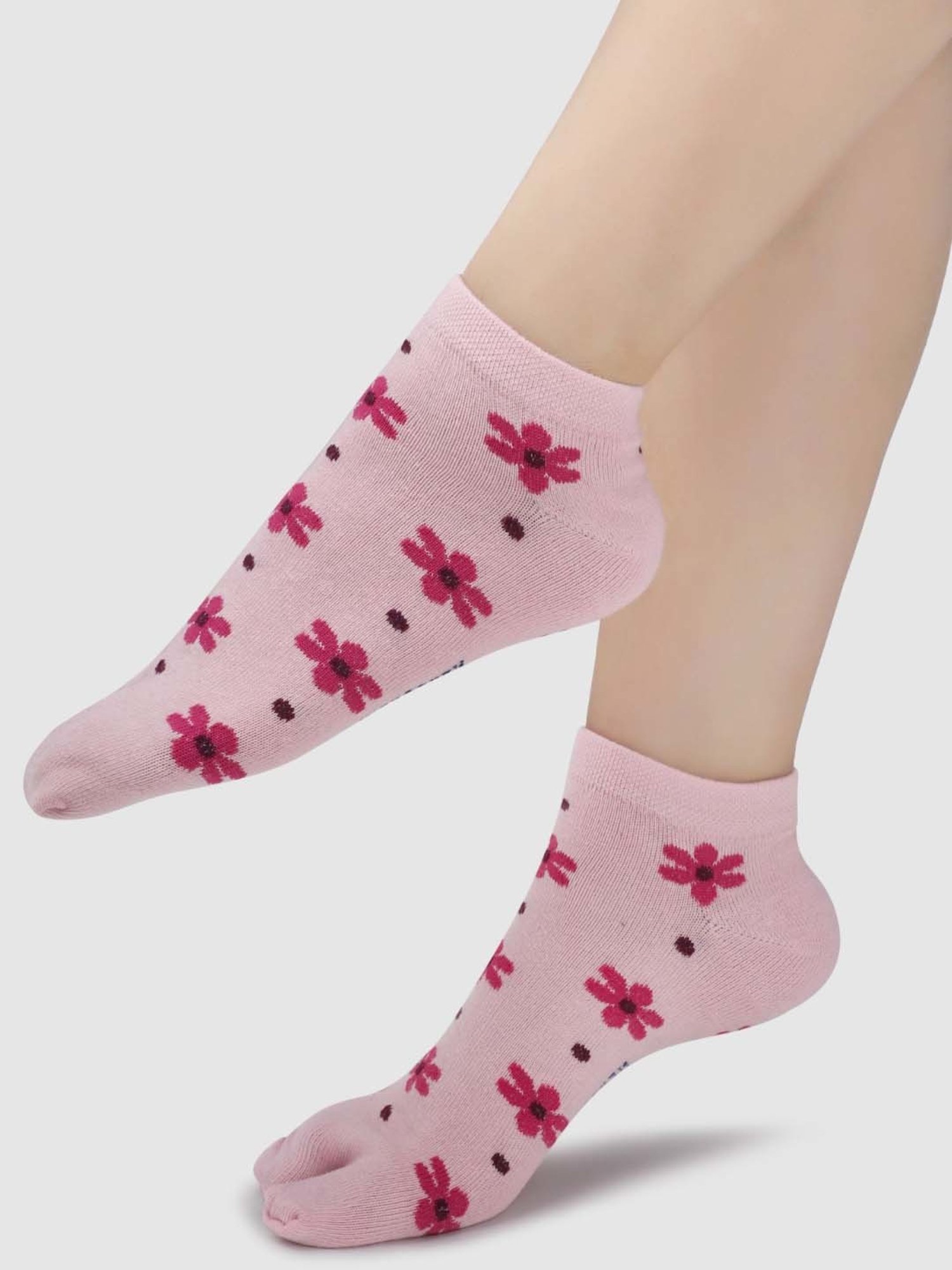 NEXT2SKIN Pink & Green Cotton Thumb Socks - Pack Of 3