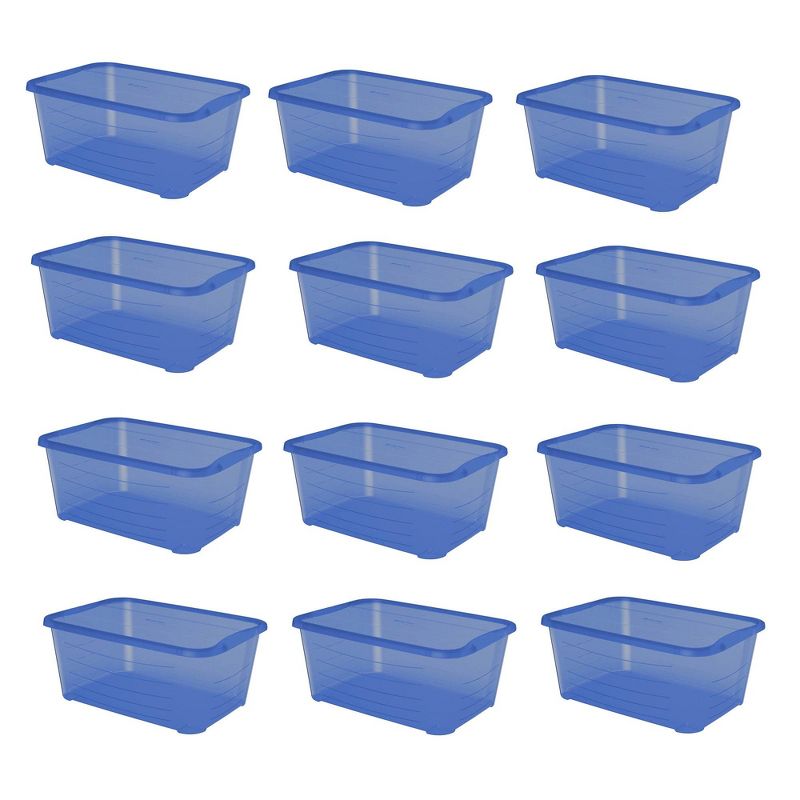 Life Story 5.5 Quart Rectangular Blue Plastic Protective Storage Tote (12 Pack)