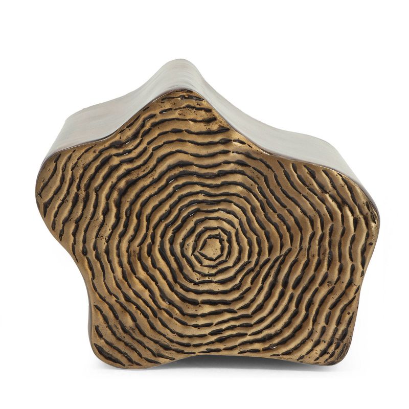 Hysham Boho Handcrafted Aluminum Tree Stump Side Table Aged Brass - Christopher Knight Home