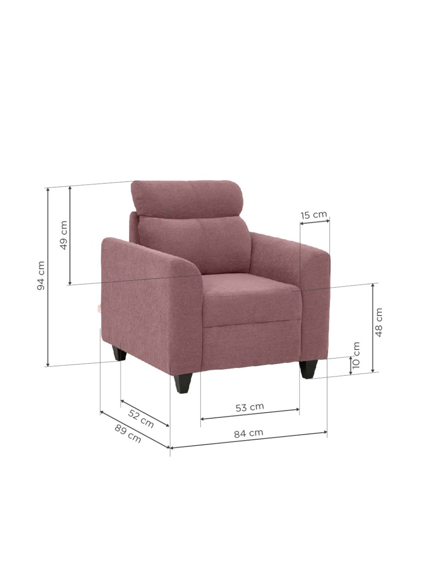 Duroflex Zivo Plus Pink Solid Wood 1 Seater Sofa set
