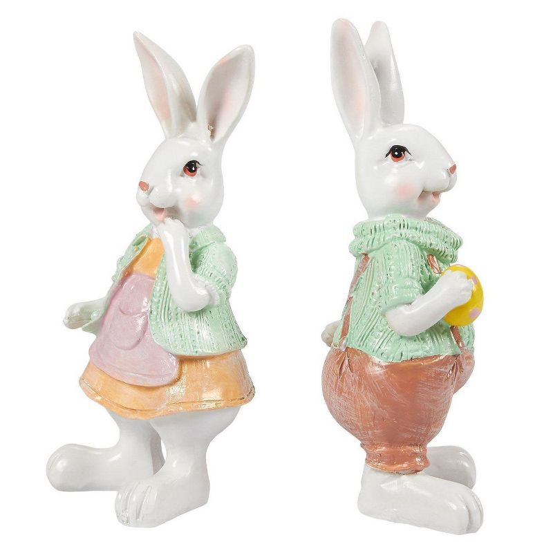 Juvale Set of 2 Easter Bunny Figurines for Rustic Home Decor, 2"