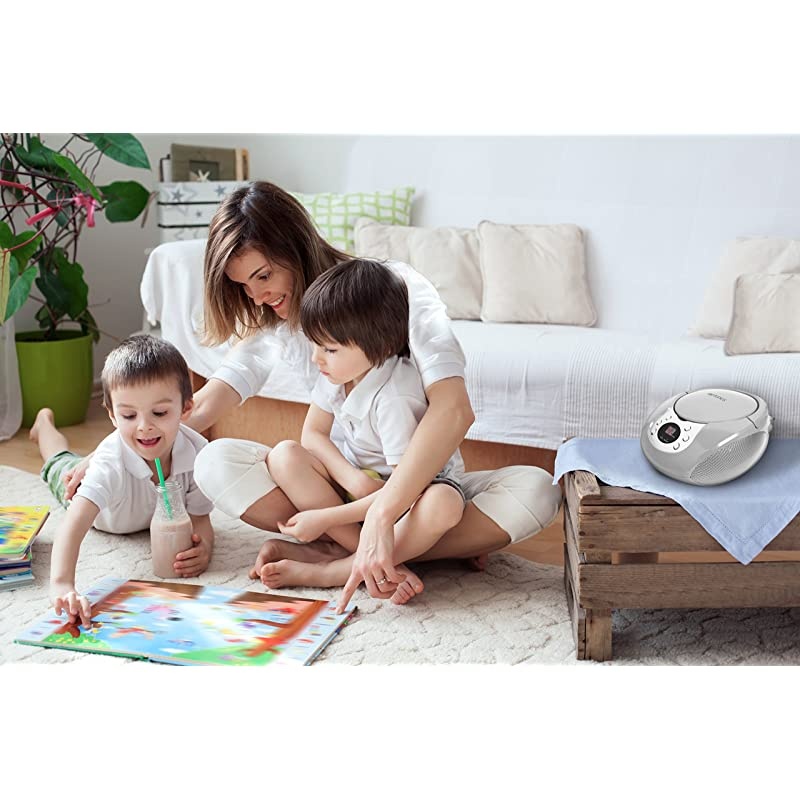 CD player Boombox Portable silver AuxIn CD Boombox AMFM Radio For Assured Amusement