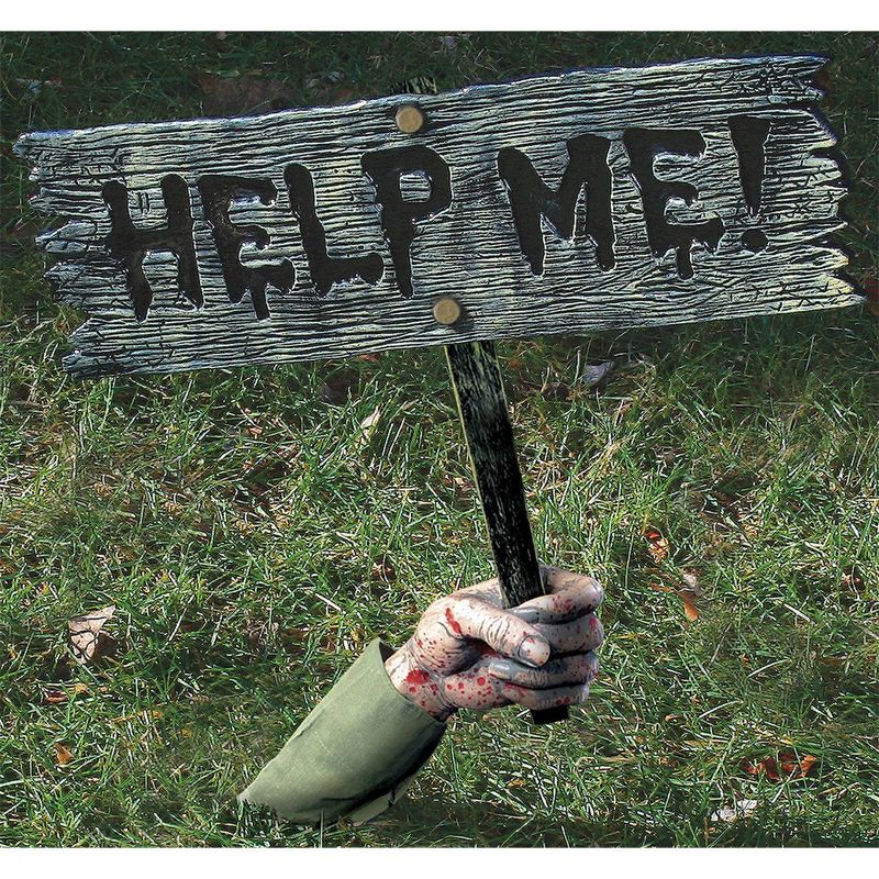 18" Halloween Help Me Warning Ground Stake Sign