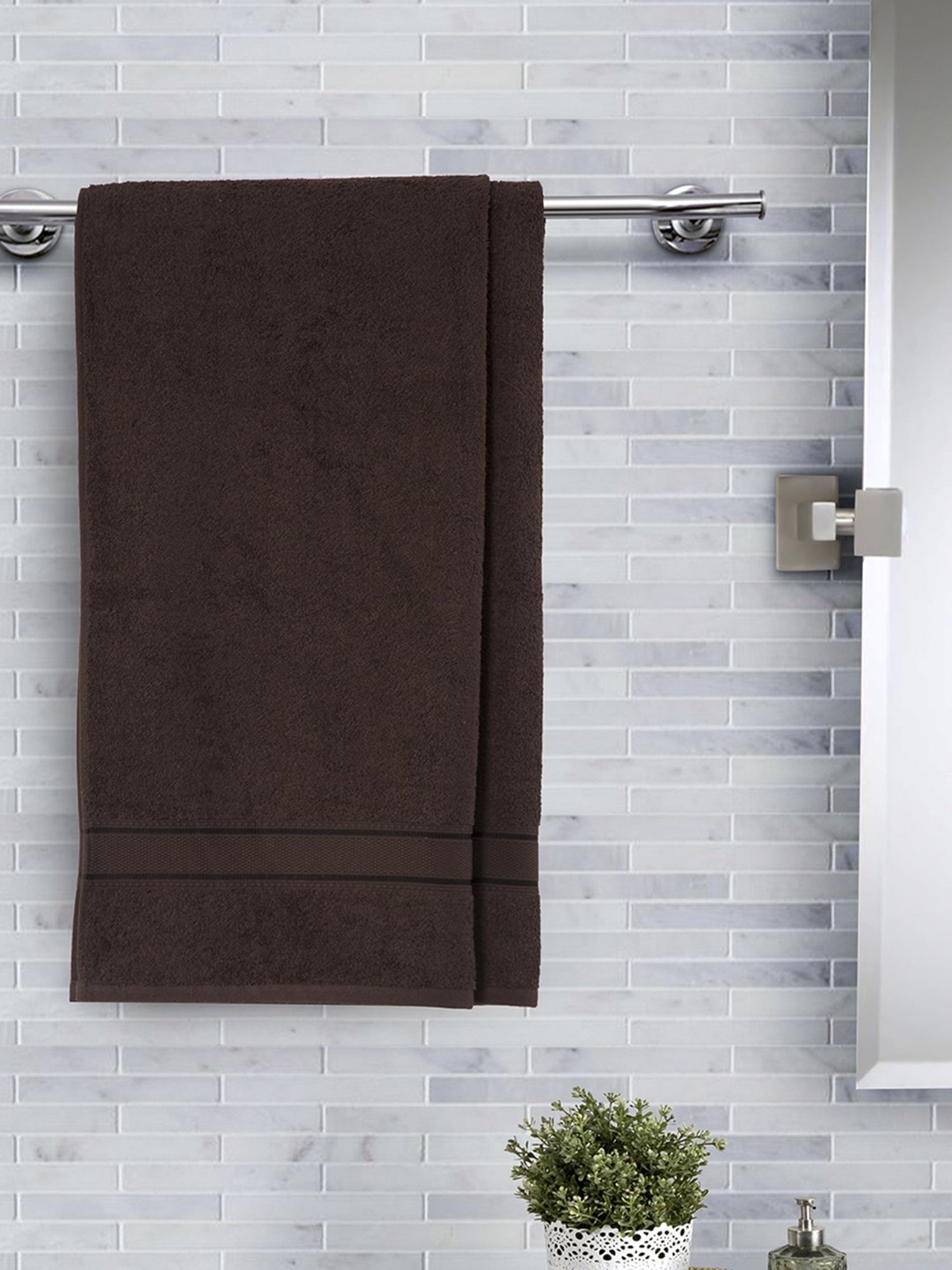 Inhouse Eddie Brown Solid 450GSM Cotton Medium Towel Set by maspar