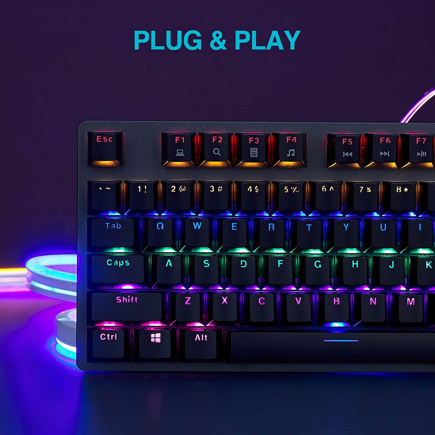 Glorious Modular Mechanical Gaming Keyboard (GMMK)- Barebone Edition (DIY Assembly Required) (Full Size, Black) + Glorious Black Aura Keycaps (Bundle)
