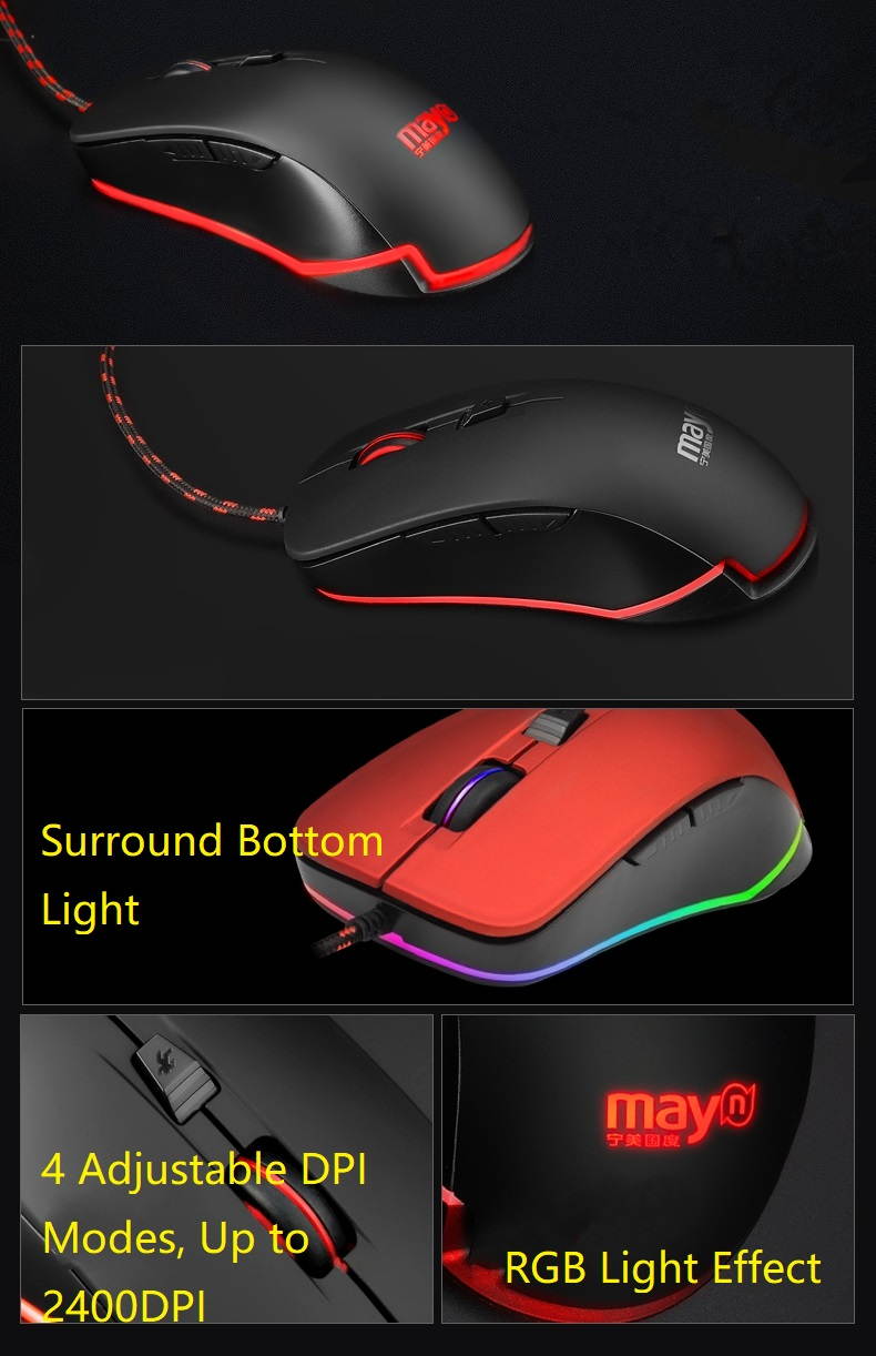 Ngame N1 Cool Exterior Waterproof USB  Wired Colorful Backlit,  Double-shot Molding Keycaps  Keyboard And 2400 DPI RGB Light Effect Mouse Combo For Office And Game, Metal Panel - Black