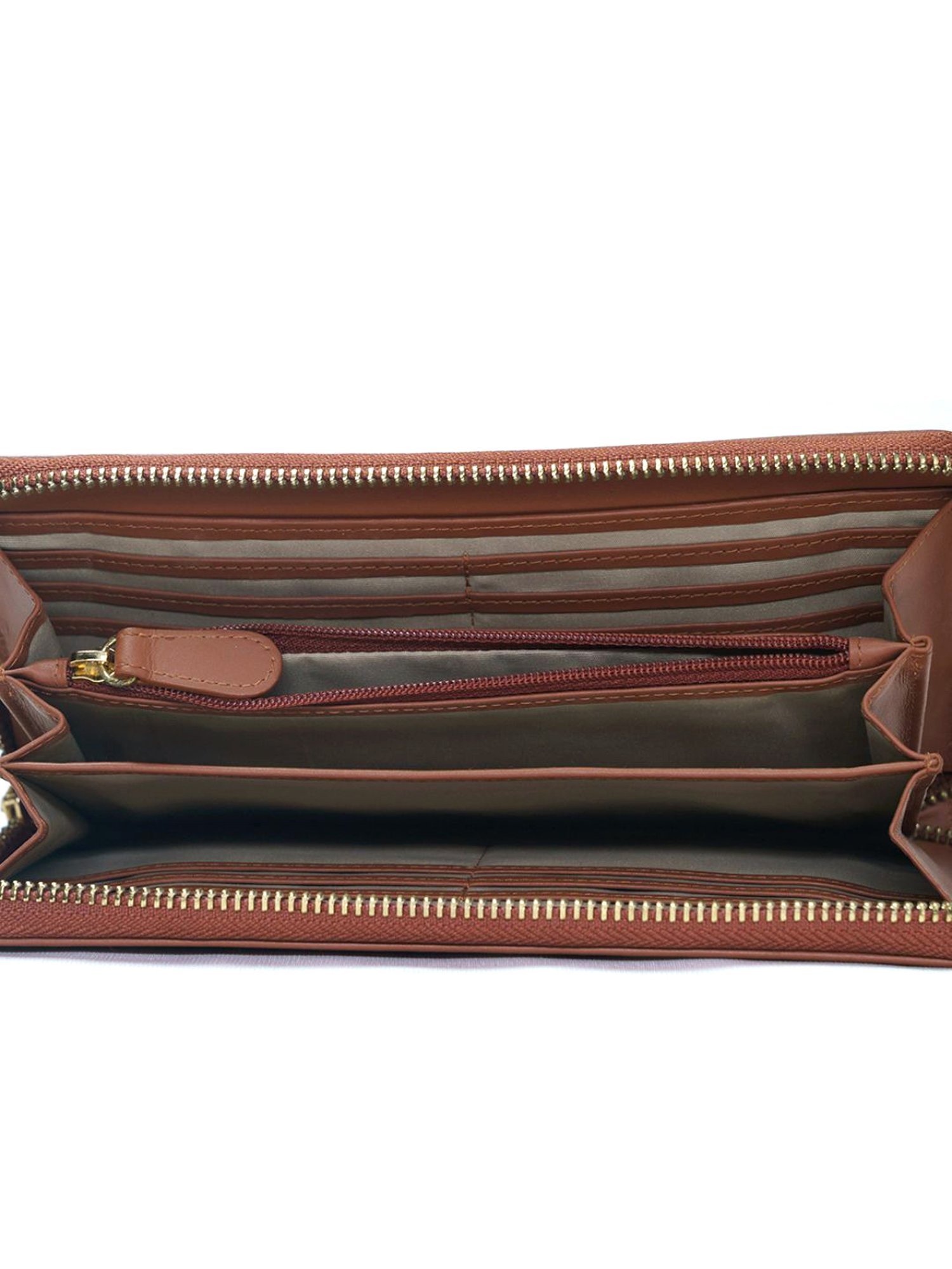 RI2K London Tan Leather Zip around Wallet