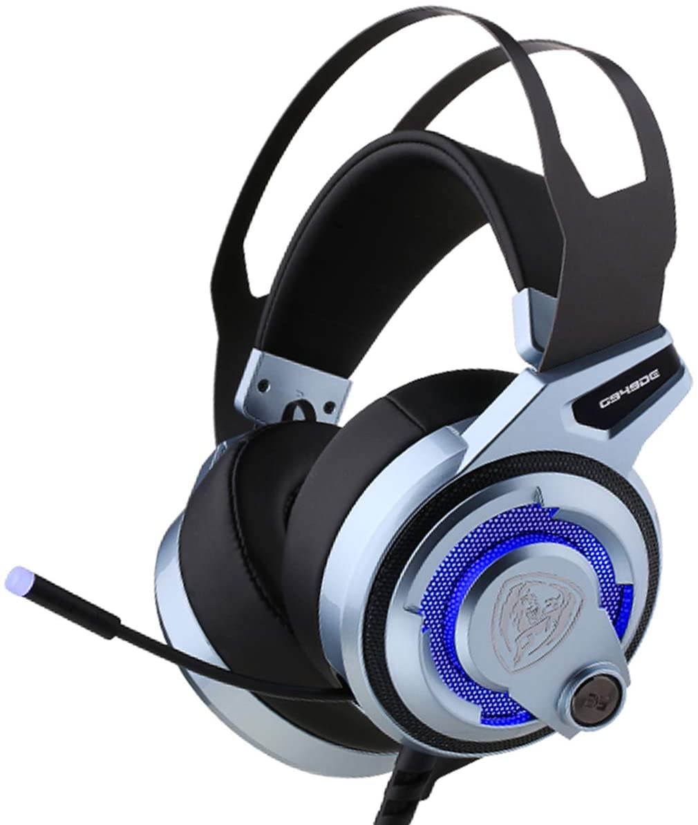 Somic G949DE,PC PS4 Gaming Headset Noise Cancelling Overear,7.1 Virtual Surround Stereo Sound,Mic and Colorful LED Lights,USB Plug