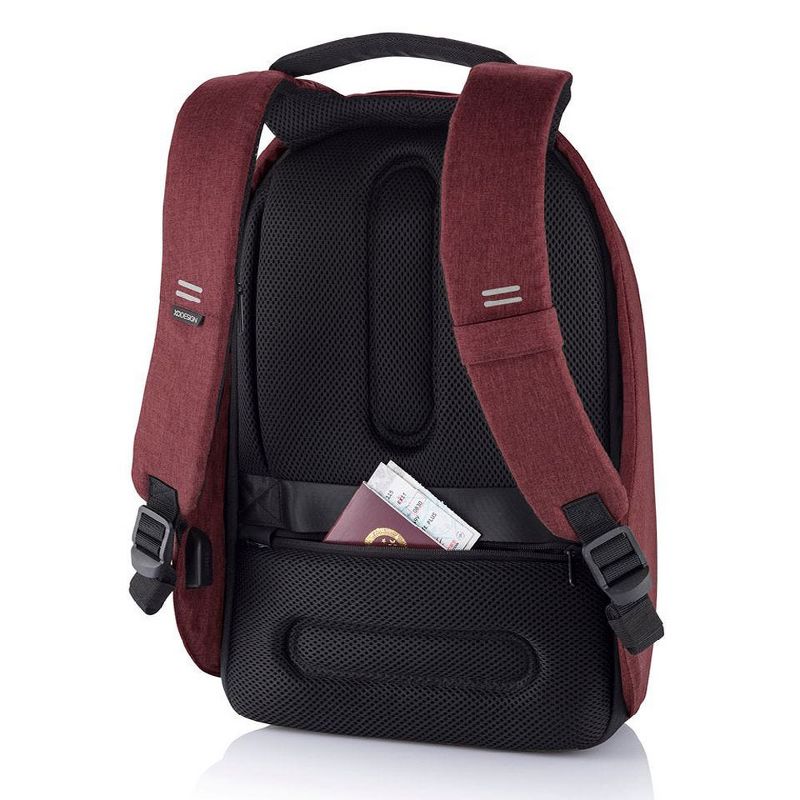 XD Design Bobby Hero Small Anti Theft Travel Eco Friendly Laptop Backpack with USB Port, RFID Protected Pockets, and Hidden Zippers, Red