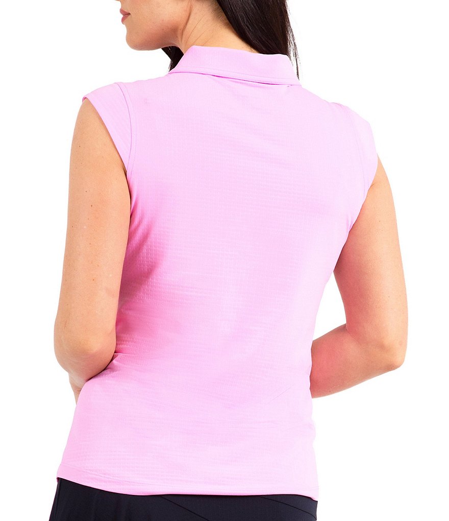 IBKUL Essential Solid Sleeveless Point Collar Polo Top