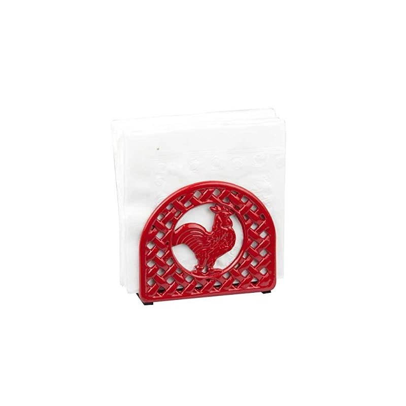 Cast Iron Rooster Napkin Holder (Red)