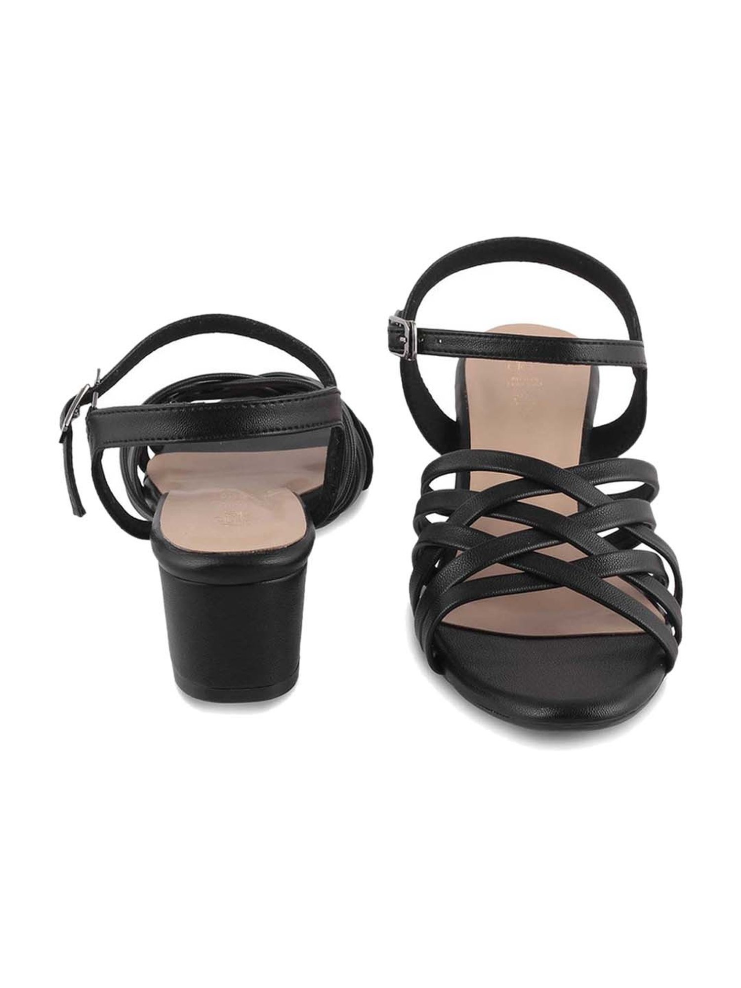 Tresmode Women's Black Ankle Strap Sandals