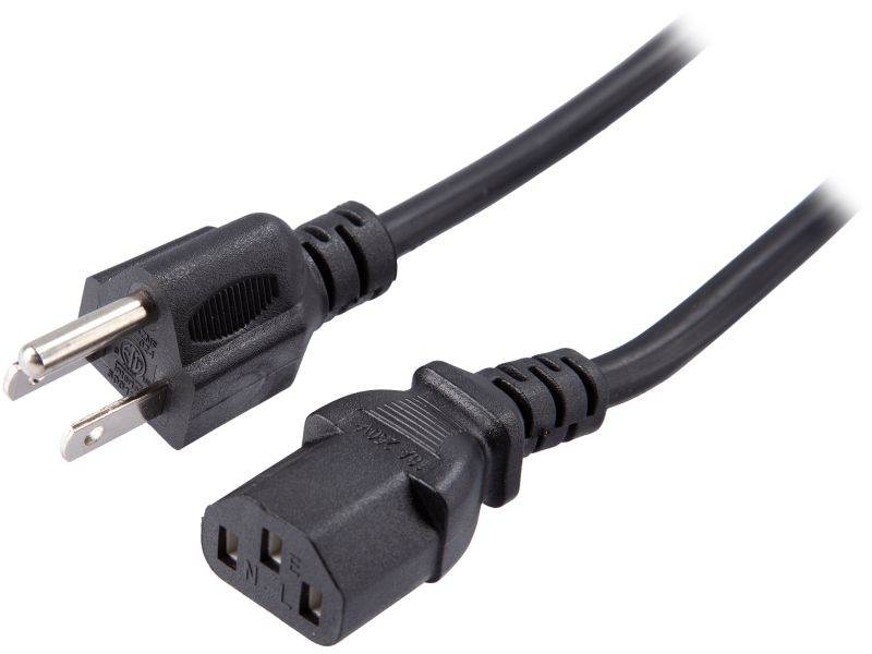 Athena Power CABLE-POWER-UL6 Computer Power Cord, UL Approved, 6 ft./1.5m, 18 AWG