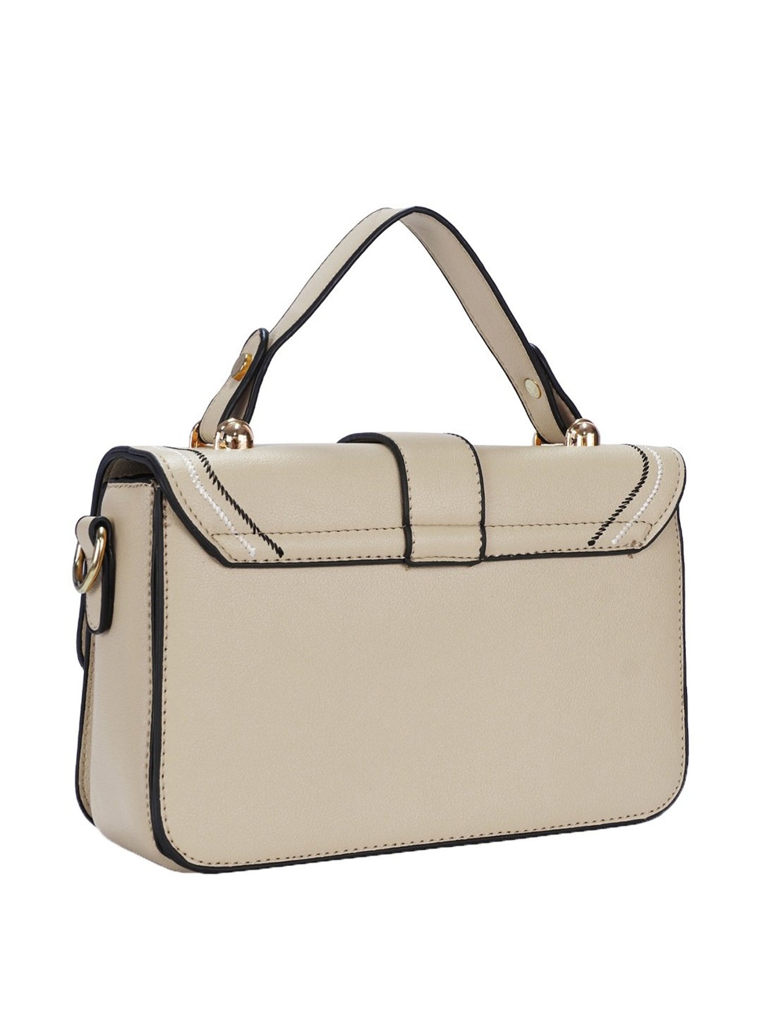 Luvoksi Beige Textured Medium Satchel Handbag