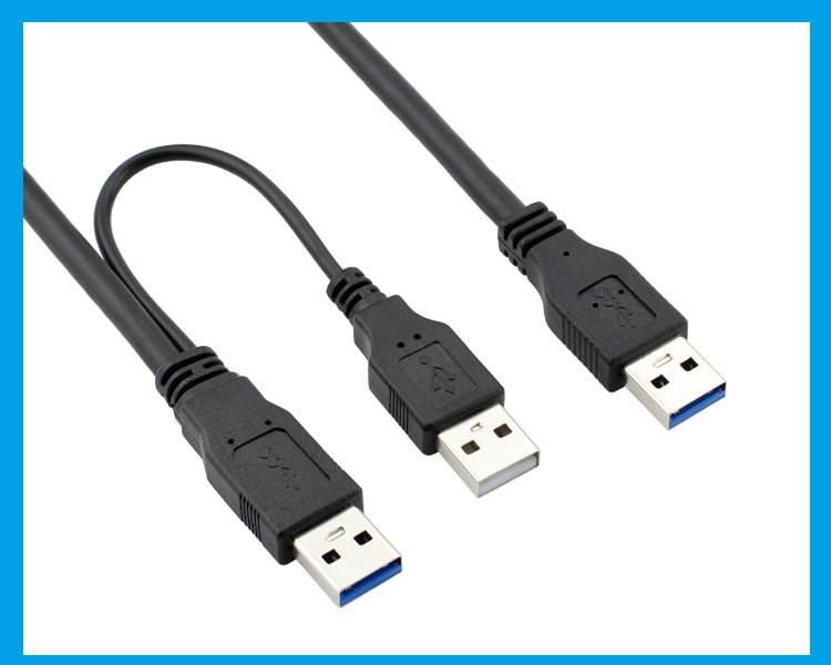 0.6M 2FT USB 3.0 A Male to A Male AM/AM Y Data Cable W/Power Supply Super Speed 5Gbps