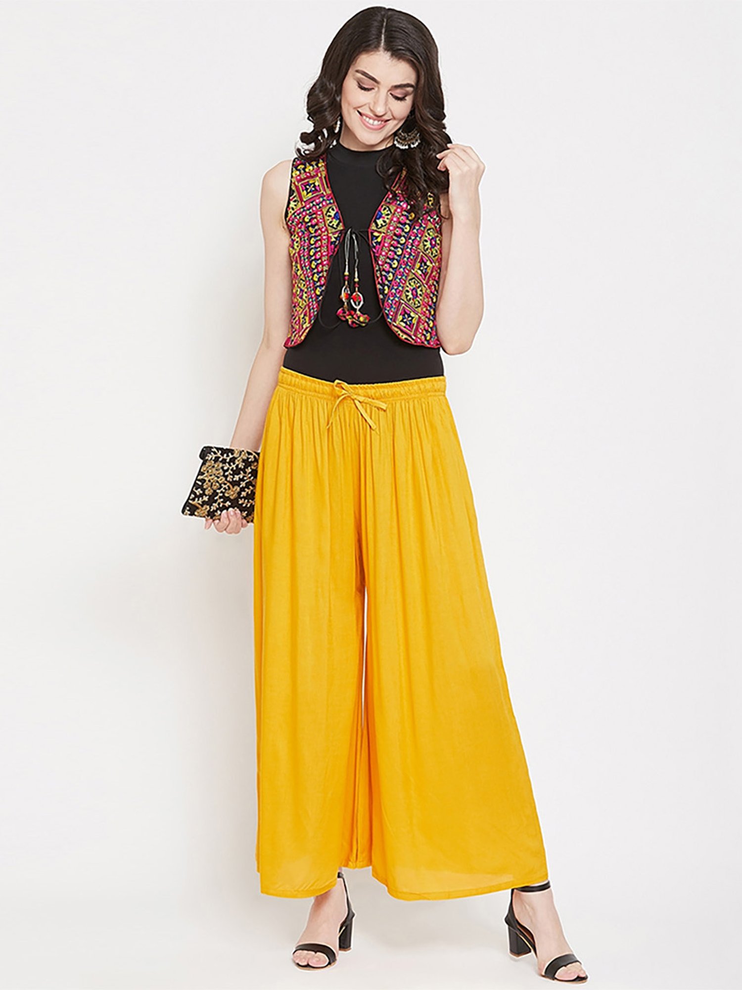 Castle Mustard Regular Fit Palazzos
