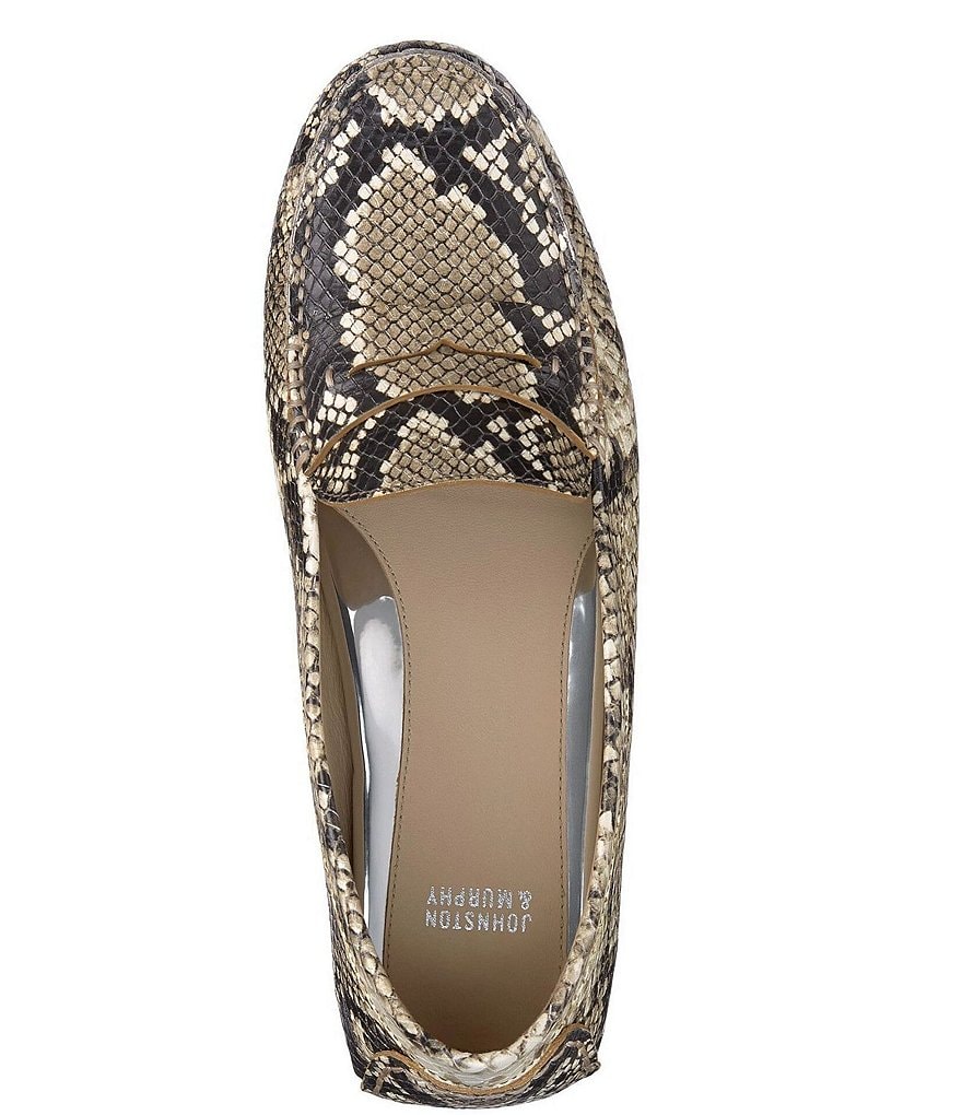Johnston & Murphy Maggie Snake Print Leather Penny Drivers