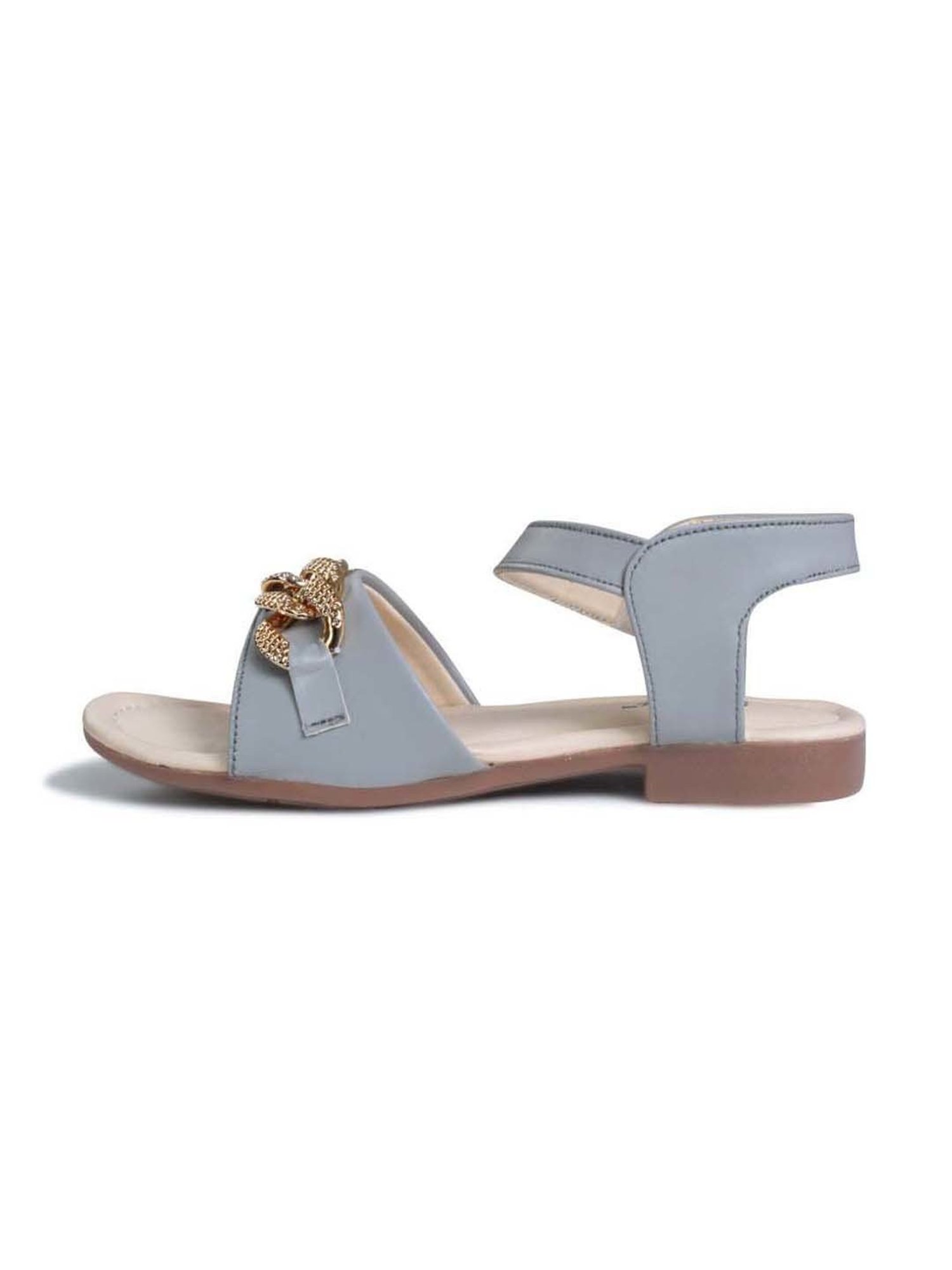 Tiny Bugs Kids Grey & Beige Ankle Strap Sandals