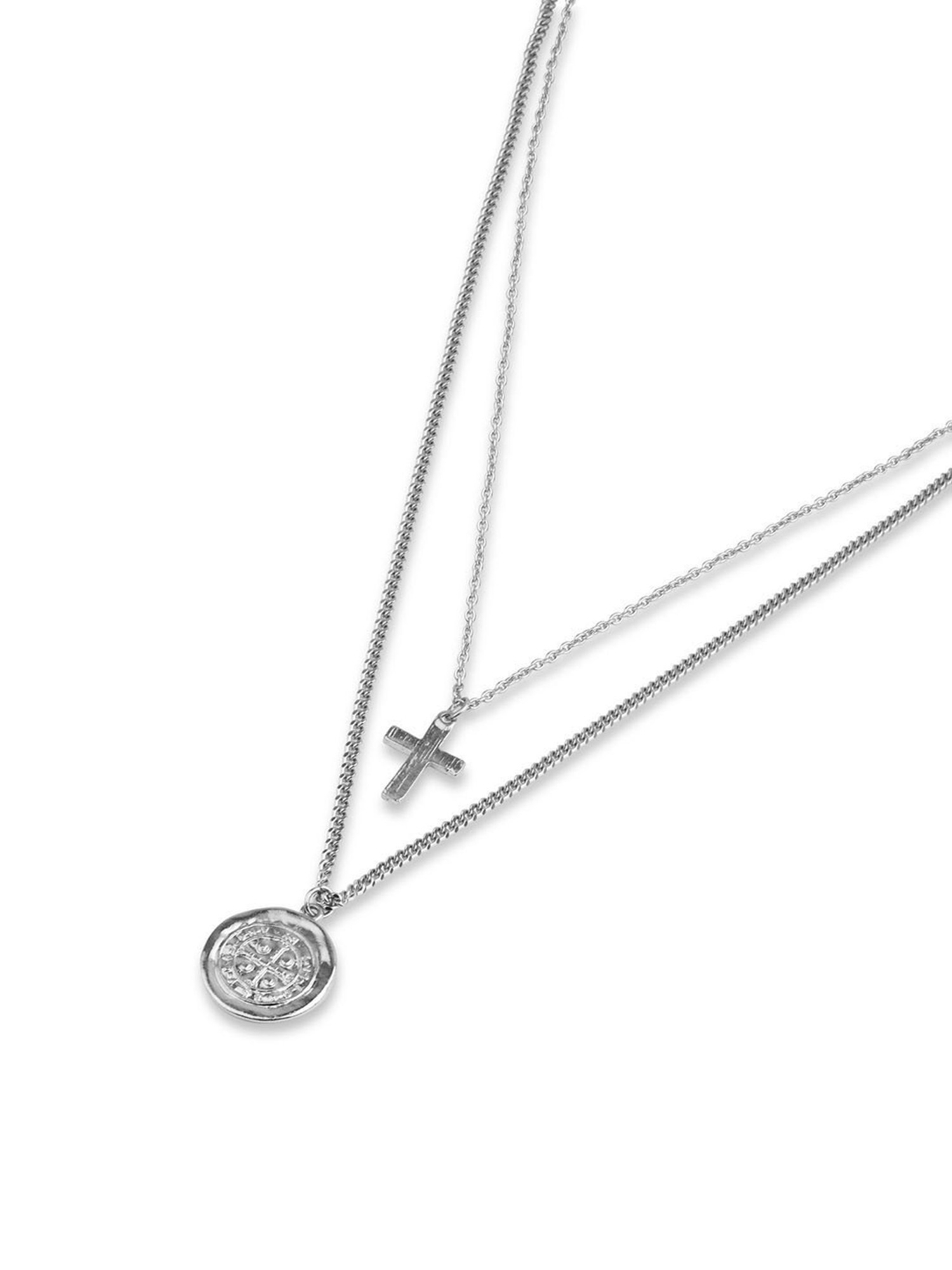 The Bro Code Silver-Plated Double Layer Cross Necklace For Men