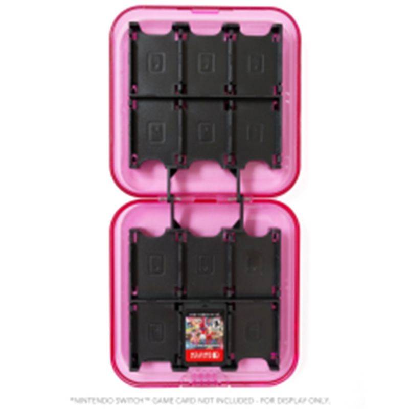 Indigo 7 Authorized for Nintendo Switch Game Card Hard Plastic Storage Carrying Protector Case Holds 24 - Pink