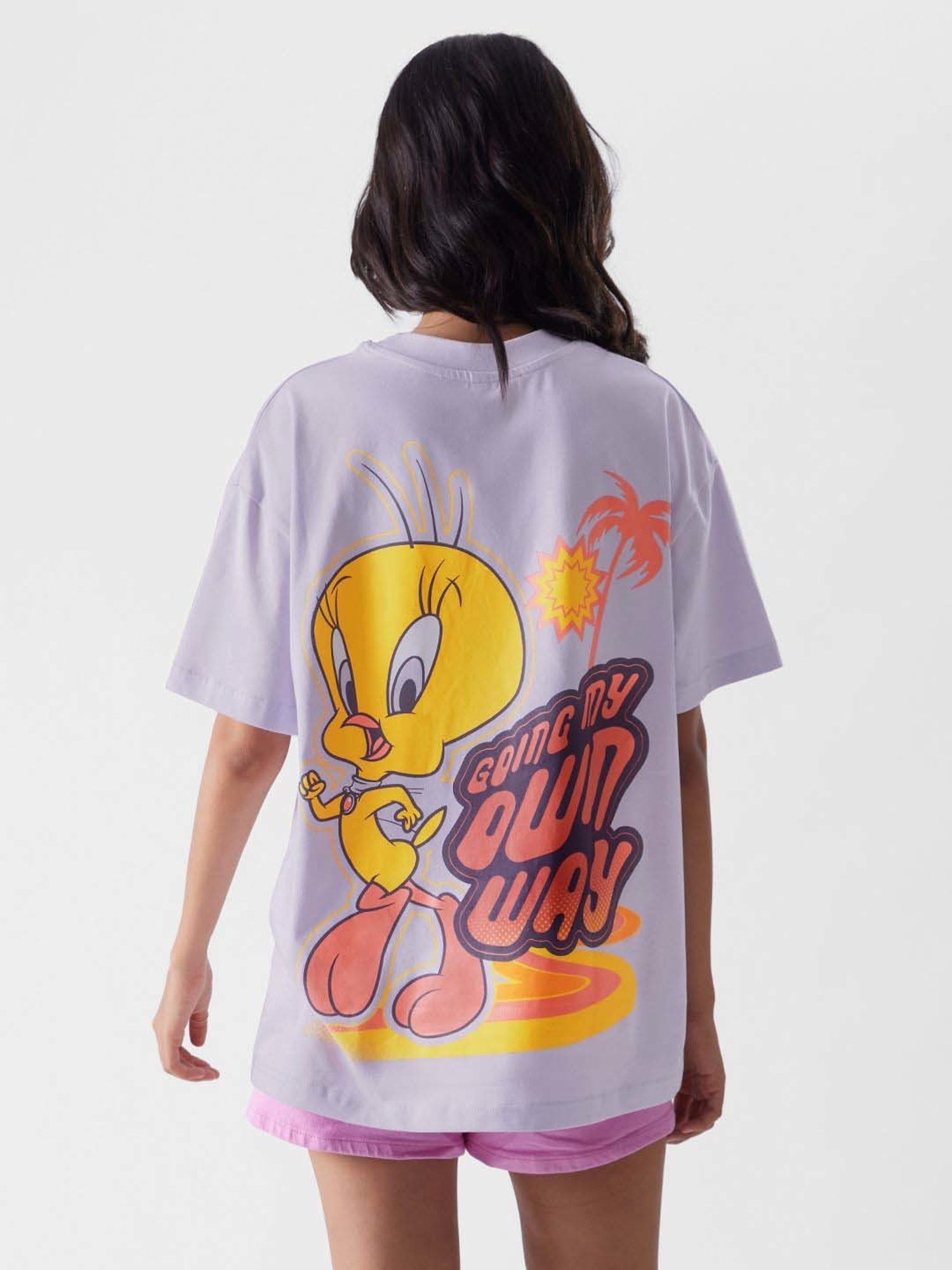 The Souled Store Purple Cotton Printed T-Shirt