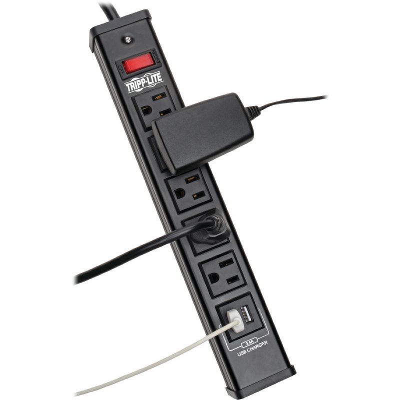 Tripp Lite Surge Protector Power Strip 5-Outlet 2 USB Charging Ports 6ft Cord - 5 x NEMA 5-15R, 2 x USB - 1875 VA - 450 J - 120 V AC Input