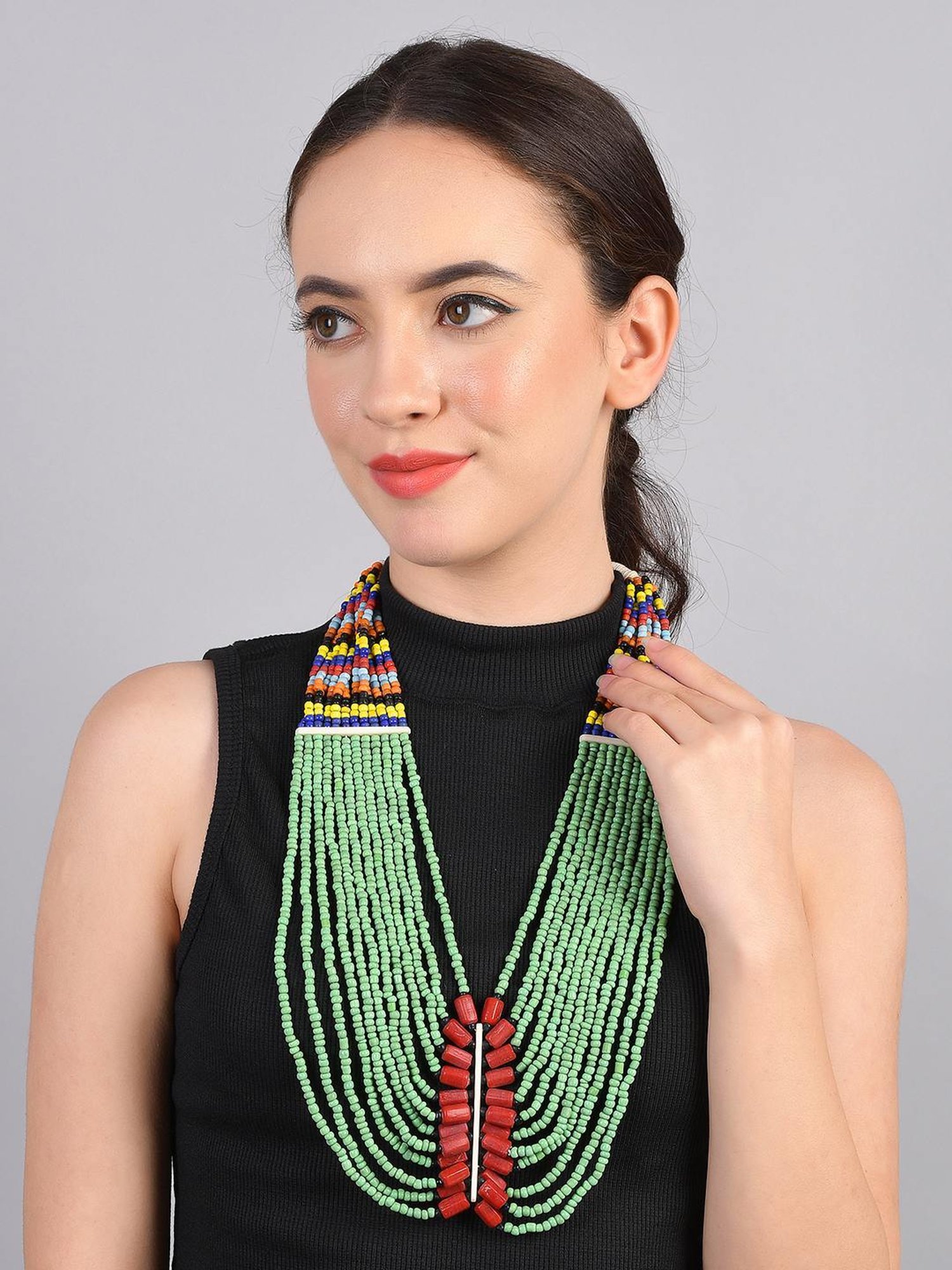 Imli Street Multicolor Vintage Naga Beaded Tribal Necklace
