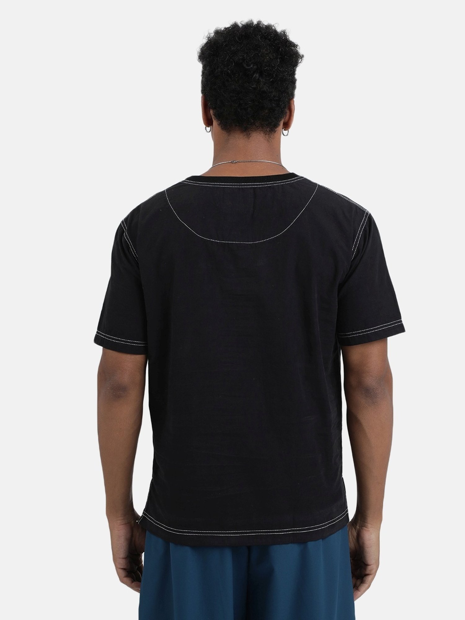 Bene Kleed Black Cotton Relaxed Fit T-Shirt