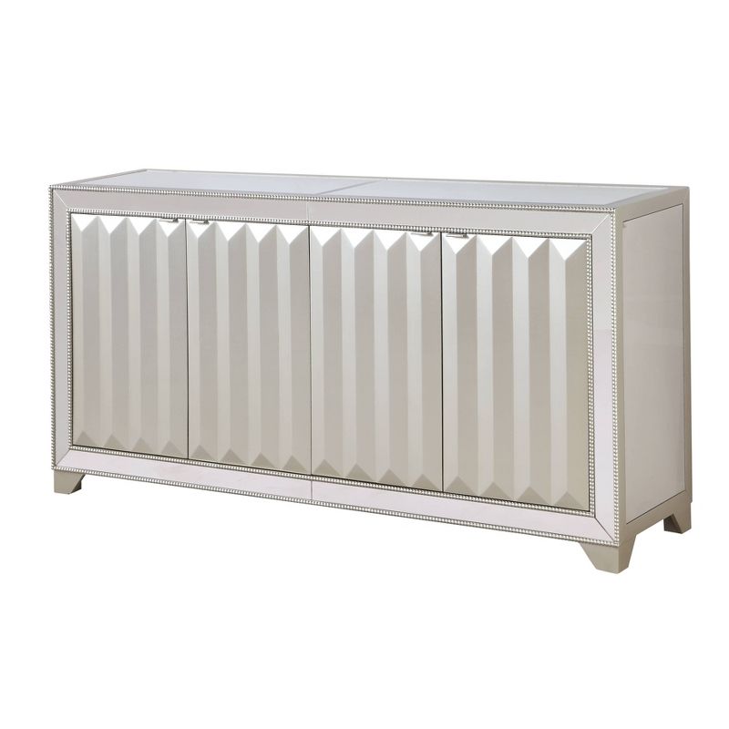 Bordeaux 4 Door Media Credenza Mirrored - Treasure Trove Accents