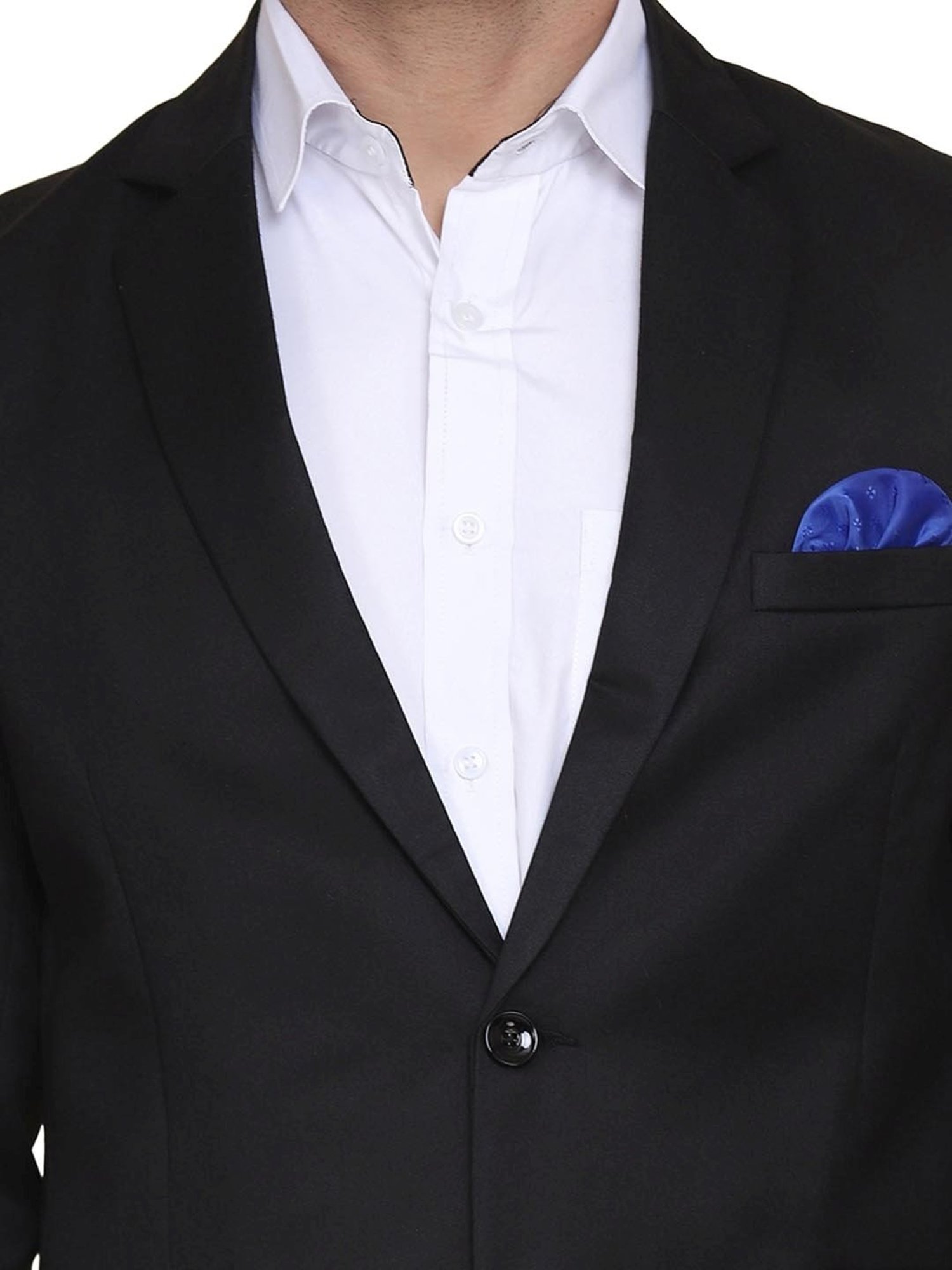 TAHVO Black Cotton Slim Fit Blazer