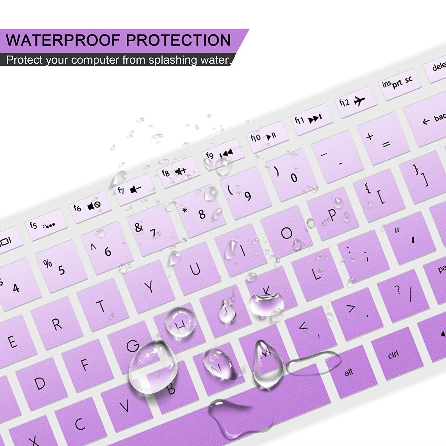 [2pack]Keyboard Cover for HP Envy x360 2-in-1 15.6" Laptop Series /2018 Newest HP Pavilion 15.6 inch Series/2018 HP Envy 17.3" 17M 17-BS 17-BW Series Touch-Screen Laptop Protective Skin(gradualpurple)