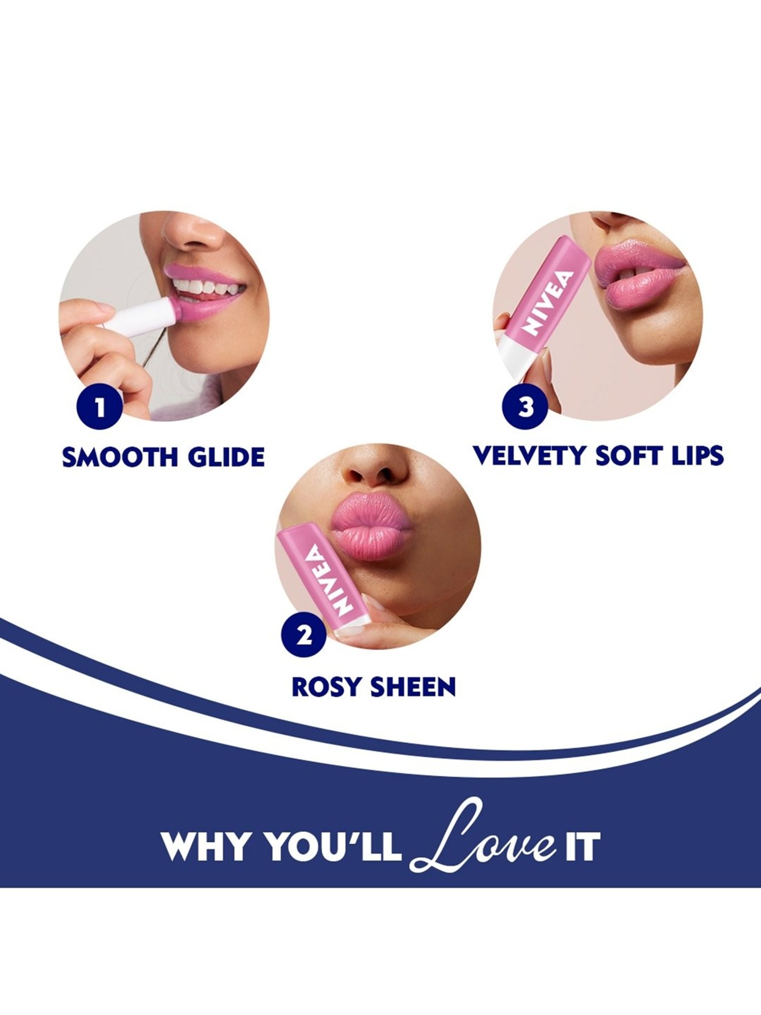 Nivea 24H Moisture Women Lip Balm Soft Rose - 4.8 gm
