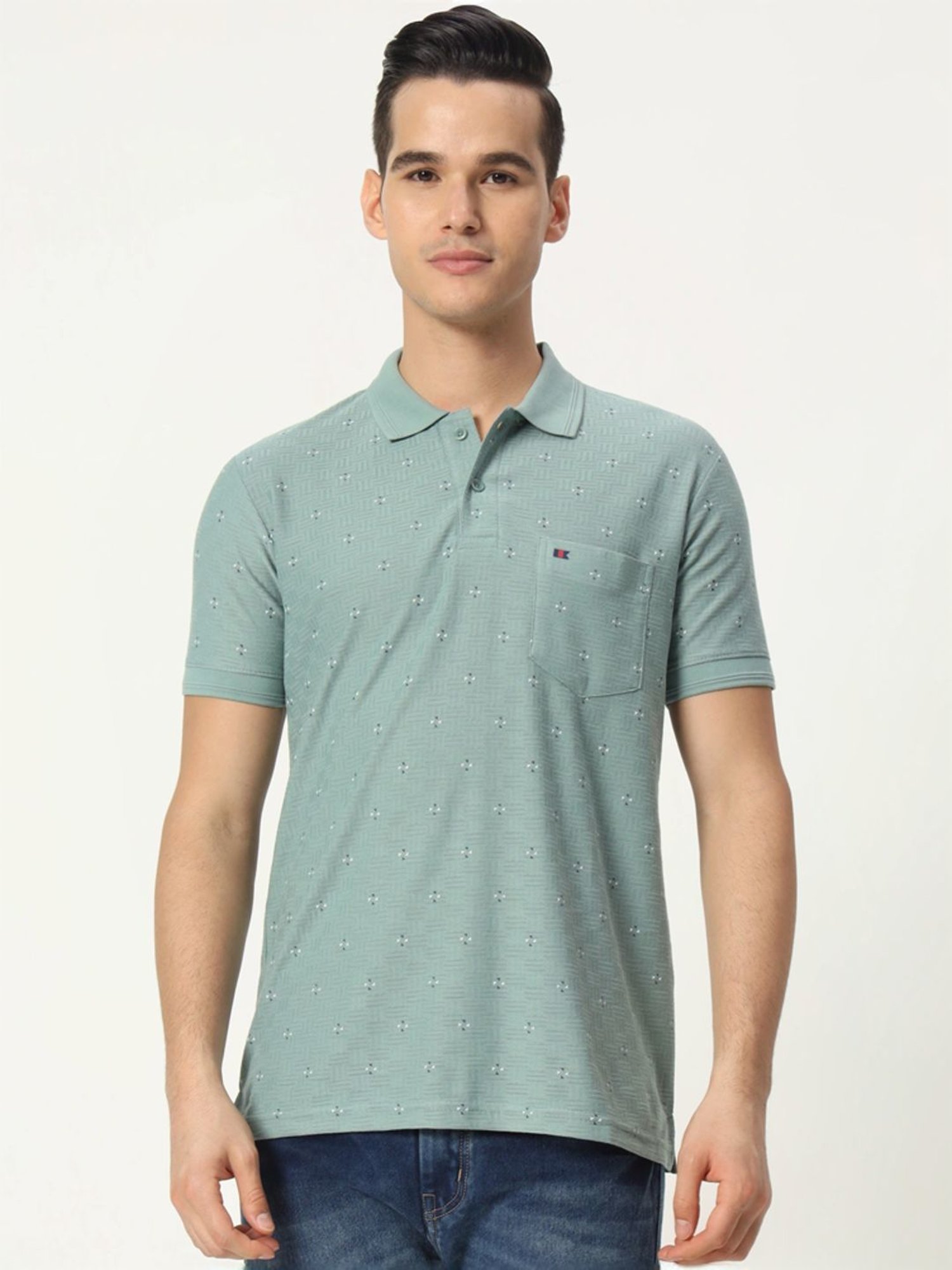 Tab91 Green Regular Fit Printed Polo T-Shirts