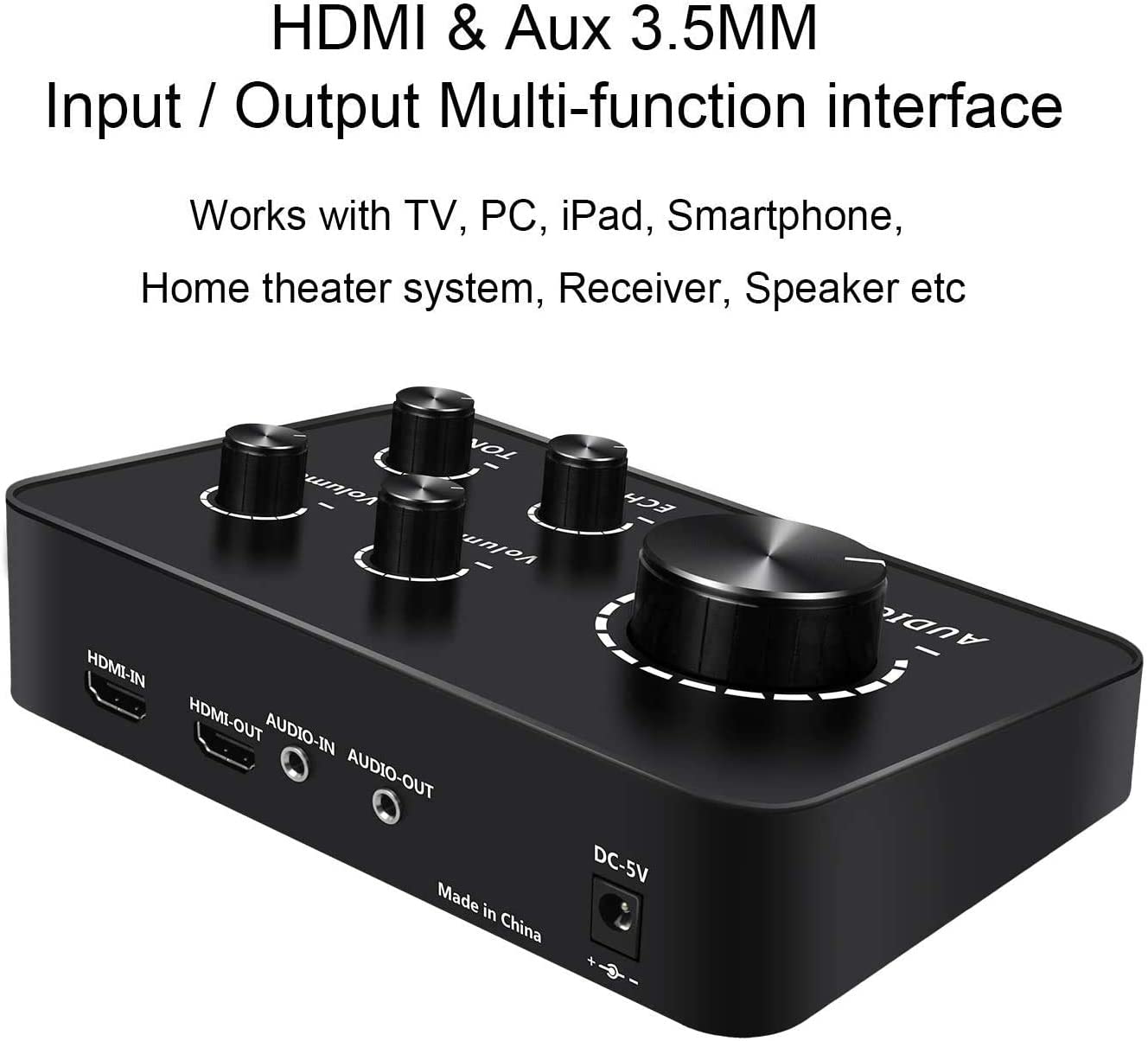 Portable Karaoke Microphone Mixer System Set, with Dual UHF Wireless Mic, HDMI & AUX in/Out for Karaoke, Home Theater, Amplifier, Speaker