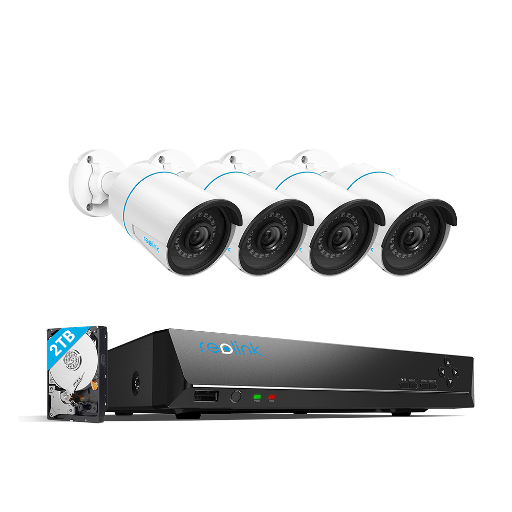 Reolink 8CH 5MP Security Camera System, 4pcs Person/Vehicle Detection 5MP Wired Outdoor PoE IP Cameras 8CH 4K 8MP NVR with 2TB HDD for 24/7 Recording, RLK8-510B4-A