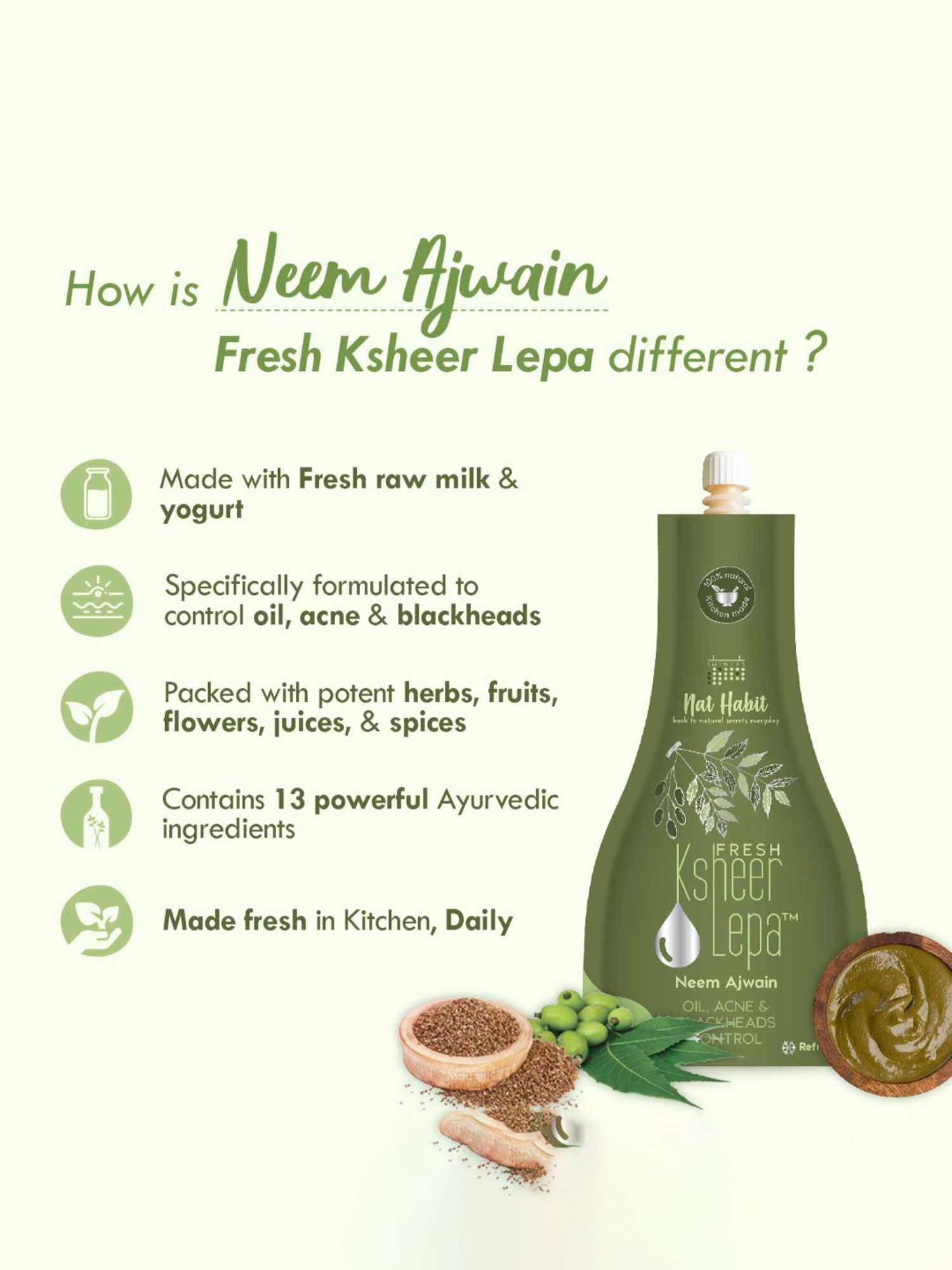 Nat Habit Neem Ajwain Fresh Ksheer Lepa - Pack of 2