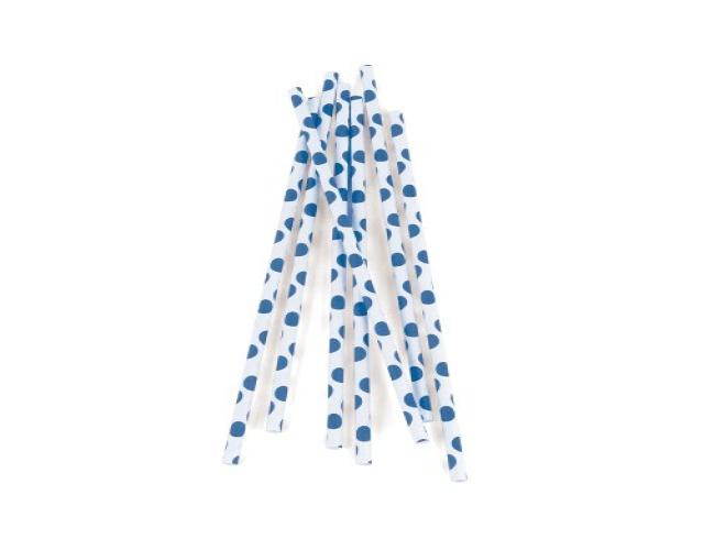 KIKKERLAND Kikkerland Biodegradable Paper Straws, Blue Polka Dots, Box of 144