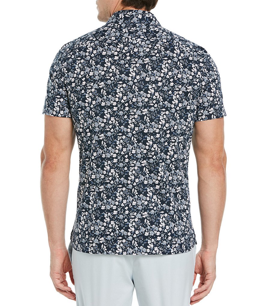 Perry Ellis Paint Floral Print Stretch Short-Sleeve Woven Shirt