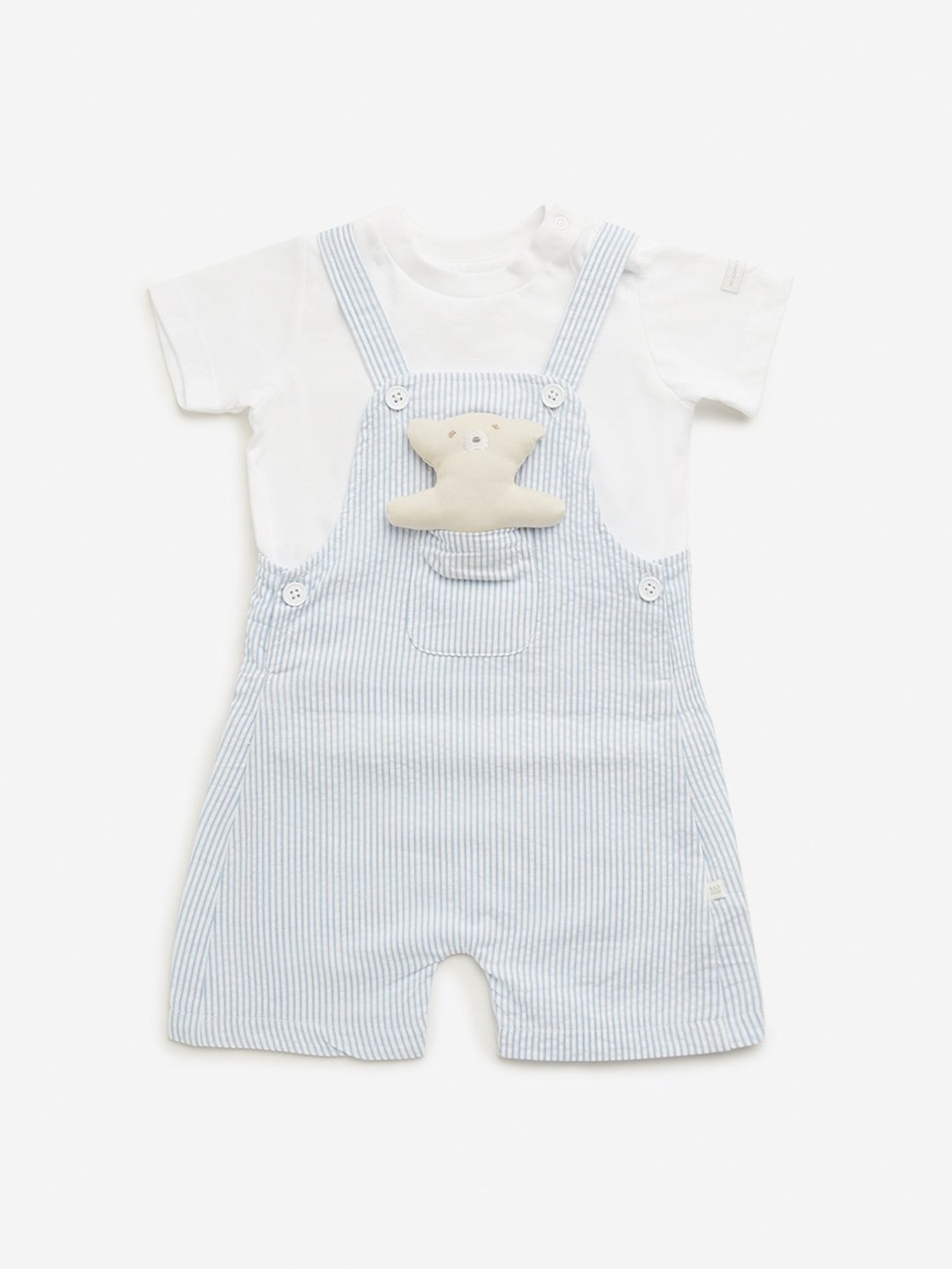 Budding Bees Kids Blue Ombre Jumpsuit with Attached Bow