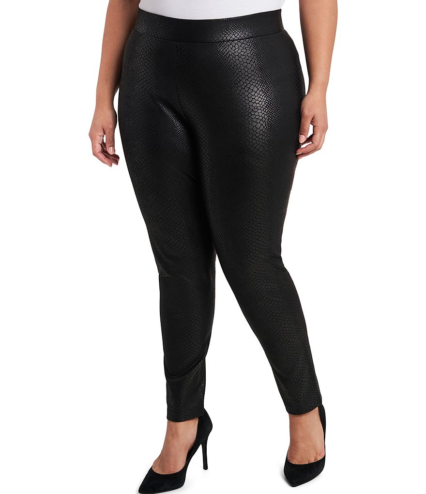 Intro Plus Size Solid Double Knit Tummy Control Leggings