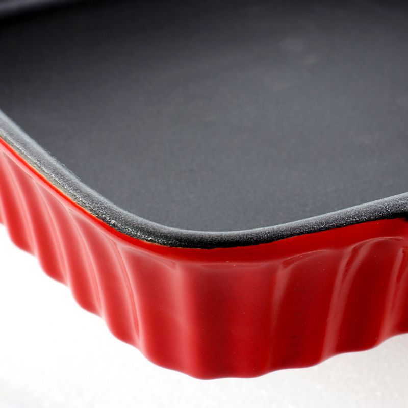 Crock-Pot Denhoff 8 in. Non-Stick Ribbed Casserole in Red