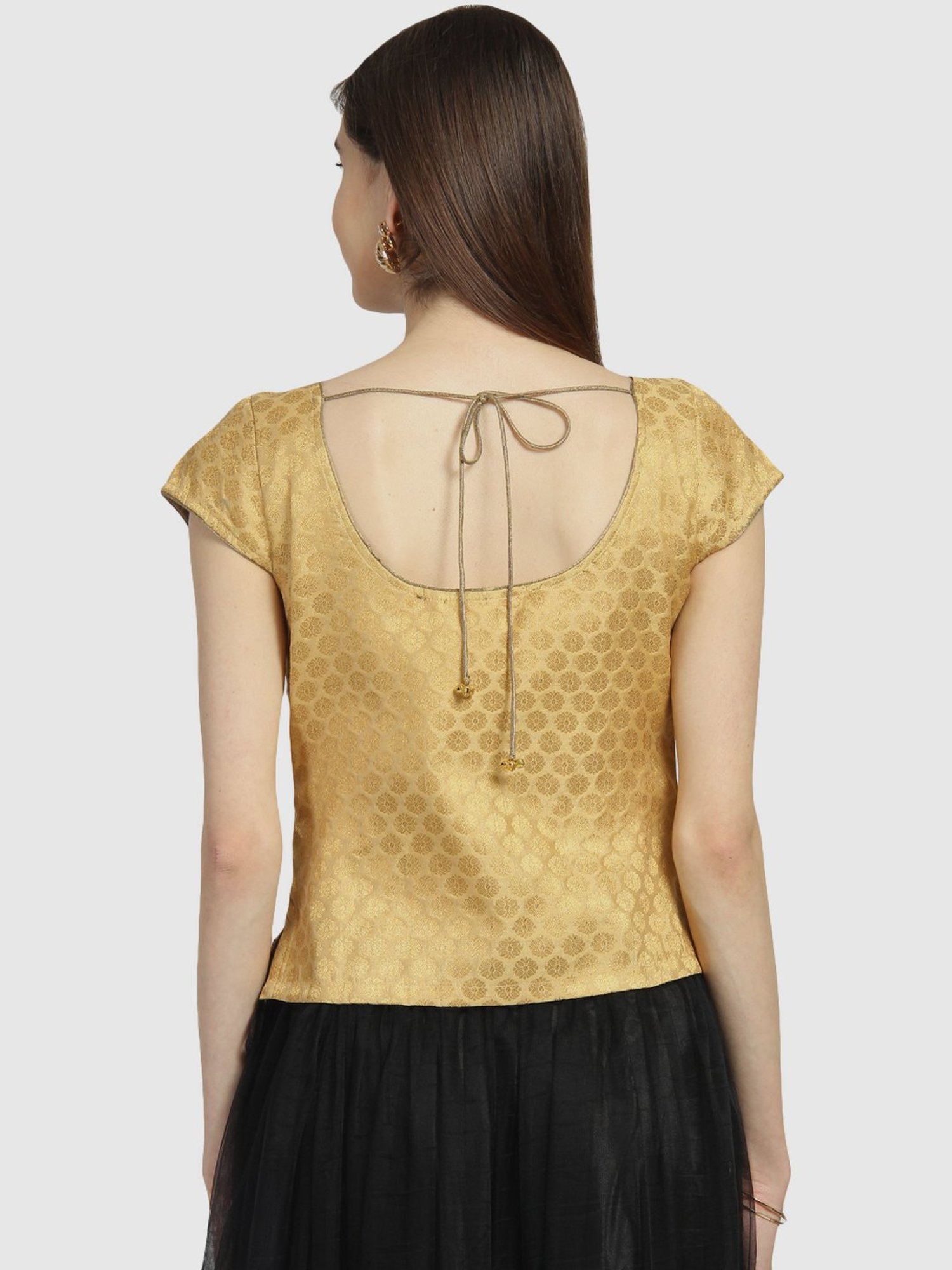 studiorasa Golden Woven Pattern Readymade Blouse
