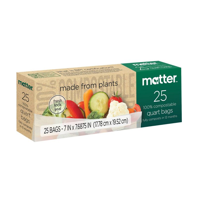 Matter 100% Compostable Quart Bags - 25ct